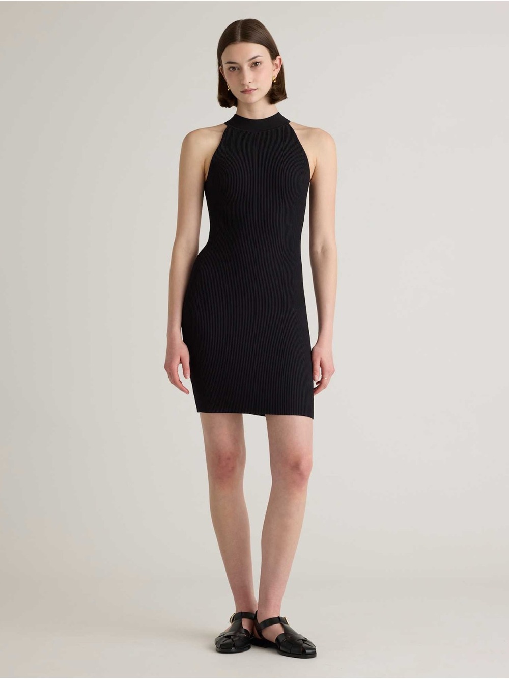 Quince High Neck Ribbed Knit Mini Dress size M